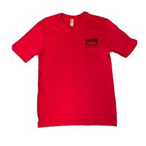 Heart in Hand Critters Hollow Ranch & Rescue Unisex Red V-Neck Tee - Small